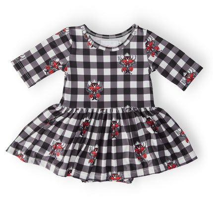 Texas Tech Plaid Raider Red 3/4 Sleeve Twirl Bodysuit