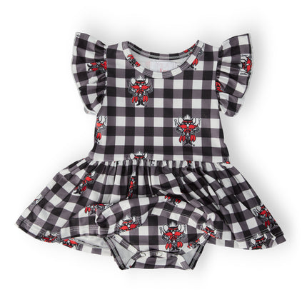 Texas Tech Plaid Raider Red S/S Flutter Twirl Bodysuit
