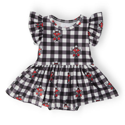 Texas Tech Plaid Raider Red S/S Flutter Twirl Bodysuit