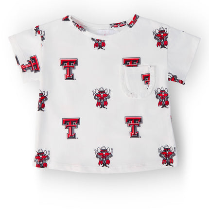 Texas Tech White Raider Red Ruffle Pocket Tee