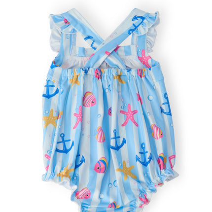 Tidepool Treasures Ruffle Cross Back Romper
