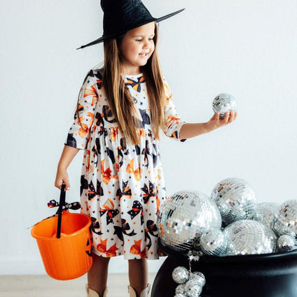 Trick or Twirl 3/4 Sleeve Pocket Twirl Dress