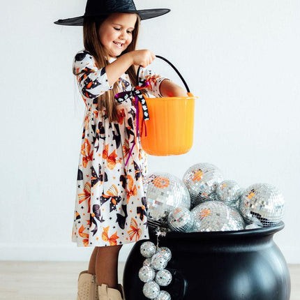 Trick or Twirl 3/4 Sleeve Pocket Twirl Dress