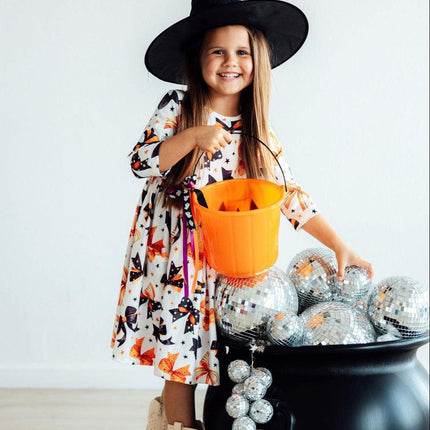 Trick or Twirl 3/4 Sleeve Pocket Twirl Dress