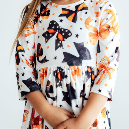 Trick or Twirl 3/4 Sleeve Pocket Twirl Dress