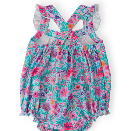 Tropical Garden Ruffle Cross Back Romper