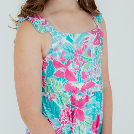 Tropical Punch Ruffle Maxi Dress