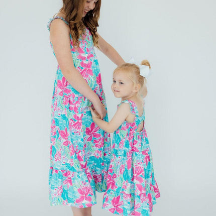 Tropical Punch Ruffle Maxi Dress
