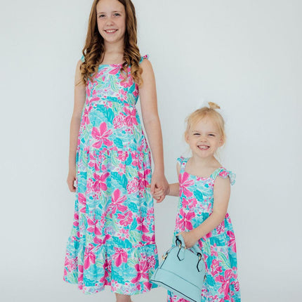 Tropical Punch Ruffle Maxi Dress