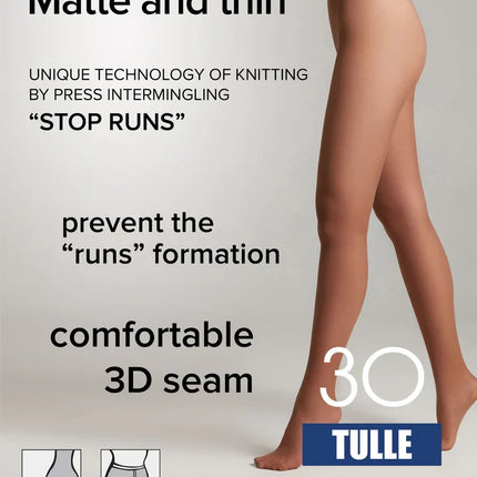 Conte Tulle 30 Den - Classic Matte Tulle Effect Sheer to Waist Women's Tights (17S-105SP)