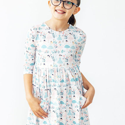 Twinkle Toes 3/4 Sleeve Pocket Twirl Dress