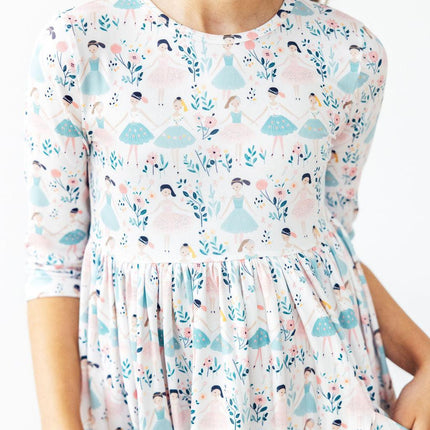 Twinkle Toes 3/4 Sleeve Pocket Twirl Dress
