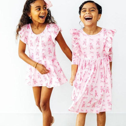 SALE Twirling en Pointe 3/4 Sleeve Ruffle Twirl Dress - Dashing Nova