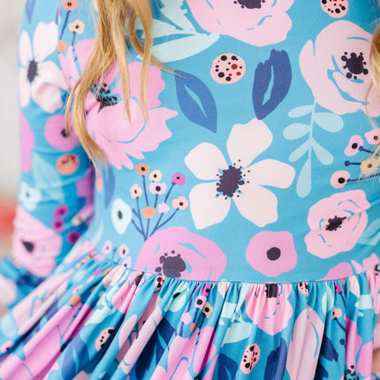 Twirling in Teal 3/4 Sleeve Pocket Twirl Dress
