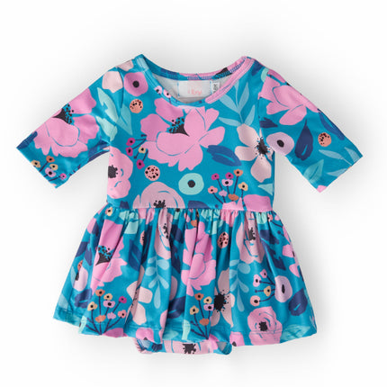 Twirling in Teal 3/4 Sleeve Twirl Bodysuit
