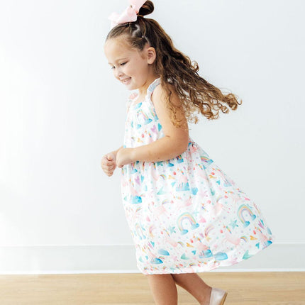 Unicorn Kisses Ruffle Cross Back Dress