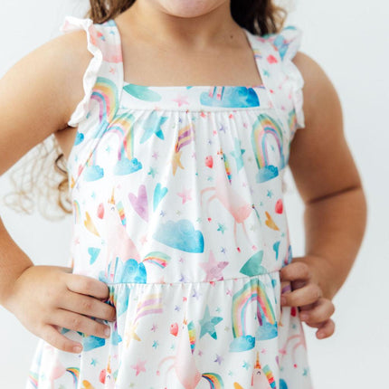 Unicorn Kisses Ruffle Cross Back Dress