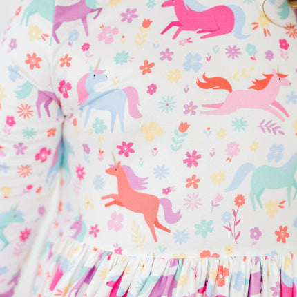 Unicorn Wish 3/4 Sleeve Pocket Twirl Dress