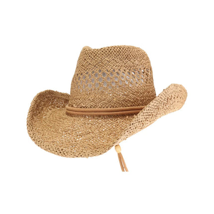 C.C Women's Solid Cowboy Hat with Chin Strap