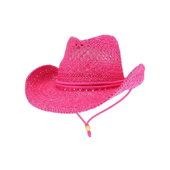 C.C Women's Solid Cowboy Hat with Chin Strap