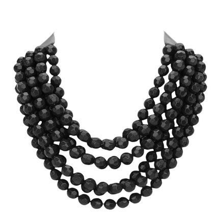 Women's Chunky Multi-Strand Beaded Statement Necklace with Magnetic Clasp