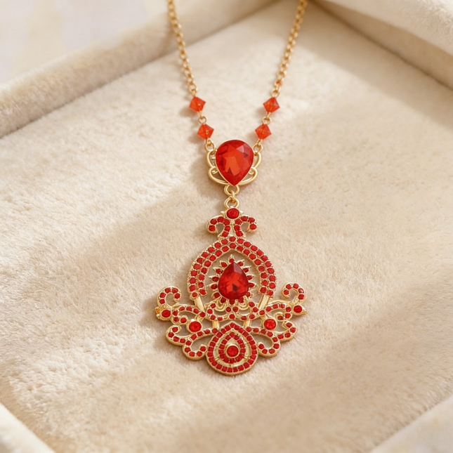 Vintage Crystal Brooch with Colorful Pendant