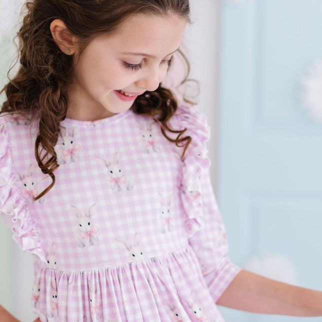Baby Bunnies 3/4 Sleeve Ruffle Twirl Dress - Dashing Nova