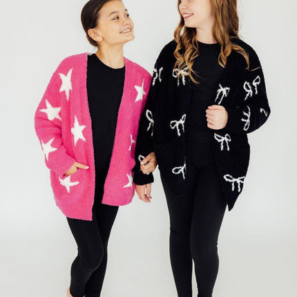 Bright Pink/Coconut Star Cozy Cardigan