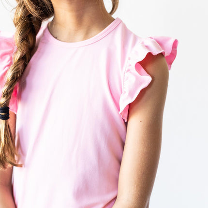 Bubblegum Pink S/S Ruffle Tee