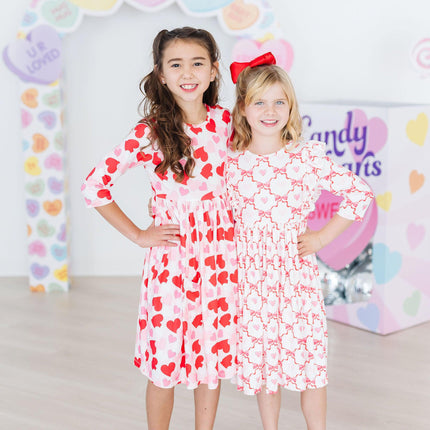 Lovebug 3/4 Sleeve Ruffle Twirl Dress