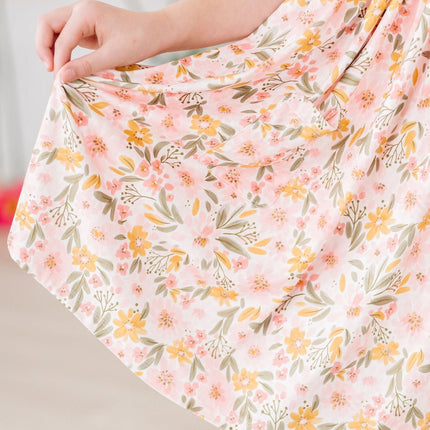 Pretty Peachy 3/4 Sleeve Pocket Twirl Dress