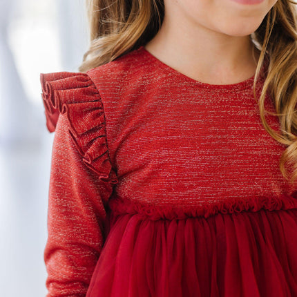 Pumpkin Spice Shimmer 3/4 Sleeve Tutu Dress