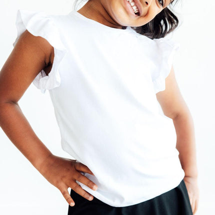 White S/S Ruffle Tee