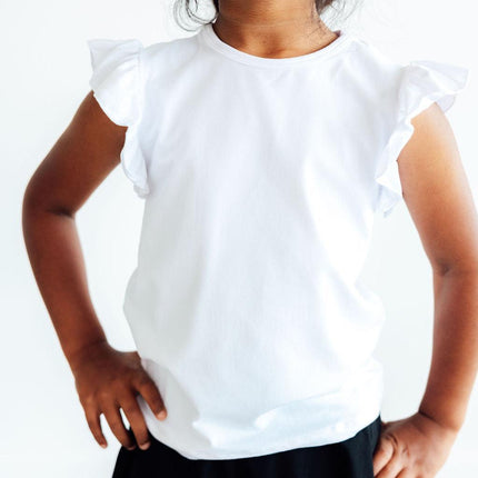 White S/S Ruffle Tee