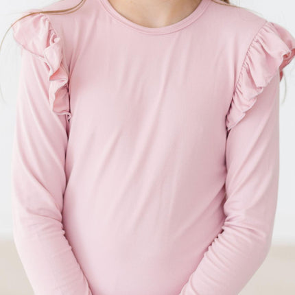 Vintage Pink L/S Ruffle Tee