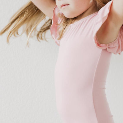 Vintage Pink S/S Flutter Sleeve Leotard