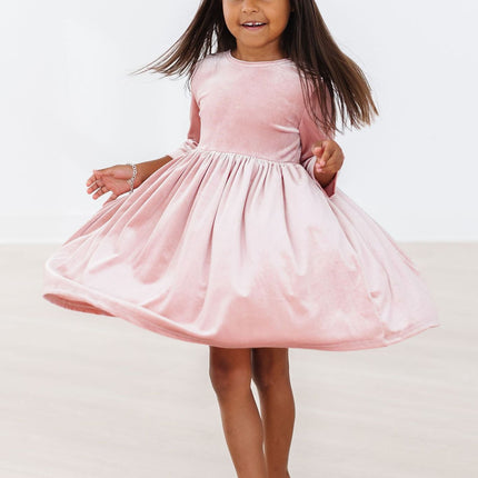 Vintage Pink Velvet Twirl Dress