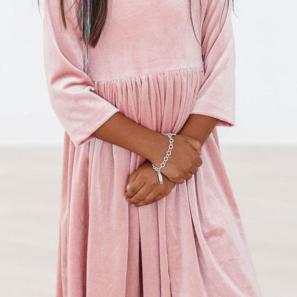 Vintage Pink Velvet Twirl Dress