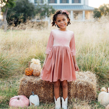 Vintage Pink Velvet Twirl Dress