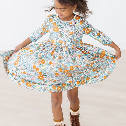 Vintage Vibes 3/4 Pocket Twirl Dress