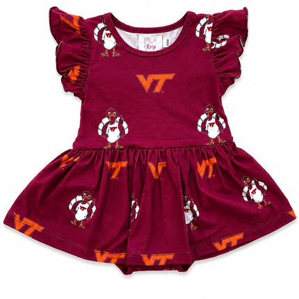 Virginia Tech Maroon Hokie S/S Flutter Twirl Bodysuit