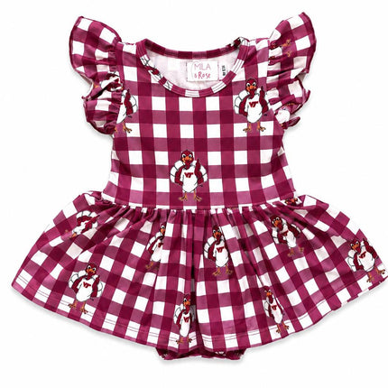 Virginia Tech Plaid Hokie S/S Flutter Twirl Bodysuit