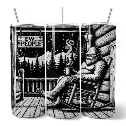 Bigfoot Cabin Life 20oz Personalized Tumbler With Lid and Stainless Steel Straw, Sarcastic Introvert Camping Gift Cup