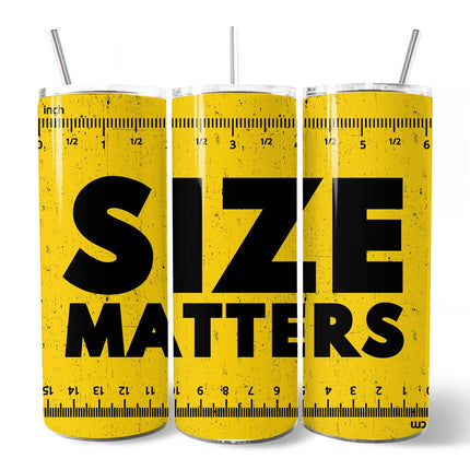 Size Matters Man 20oz Personalized Tumbler With Lid and Stainless Steel Straw, Handyman Tape Measure Gift Cup