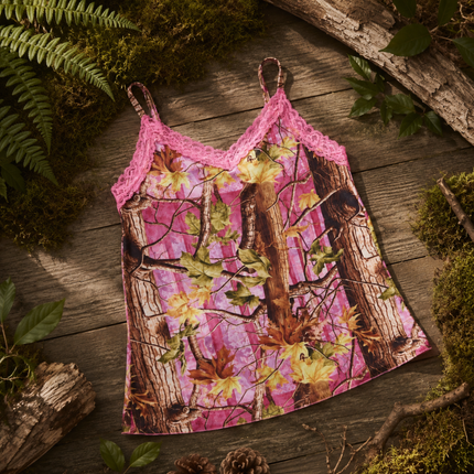 Women's Pink Camo Stretch Camisole - PinkWoods Hunting Tank Top - Wilderness Dreams