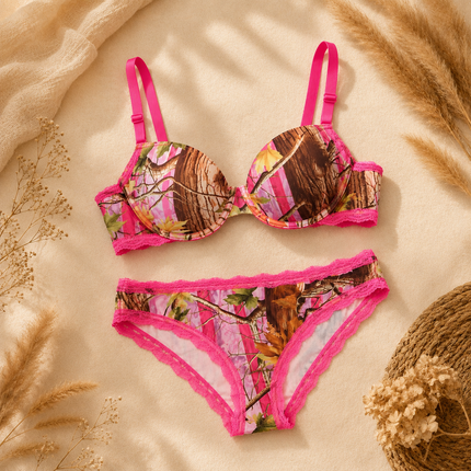Women's Pink Camo Padded Bra - PinkWoods Hunting Lingerie Bra - Wilderness Dreams