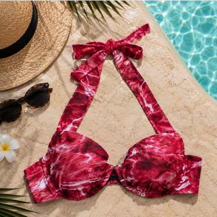 Women's Camo Bikini Halter Top - Red Navy Hunting Swimwear - Wilderness Dreams