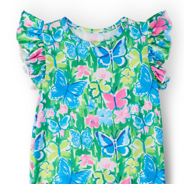 Watercolor Butterflies S/S Ruffle Tee - Dashing Nova