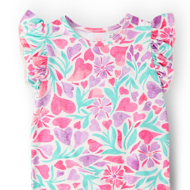 Watercolor Hearts S/S Ruffle Tee