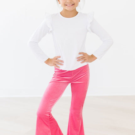 Watermelon Pink Ribbed Velvet Bells